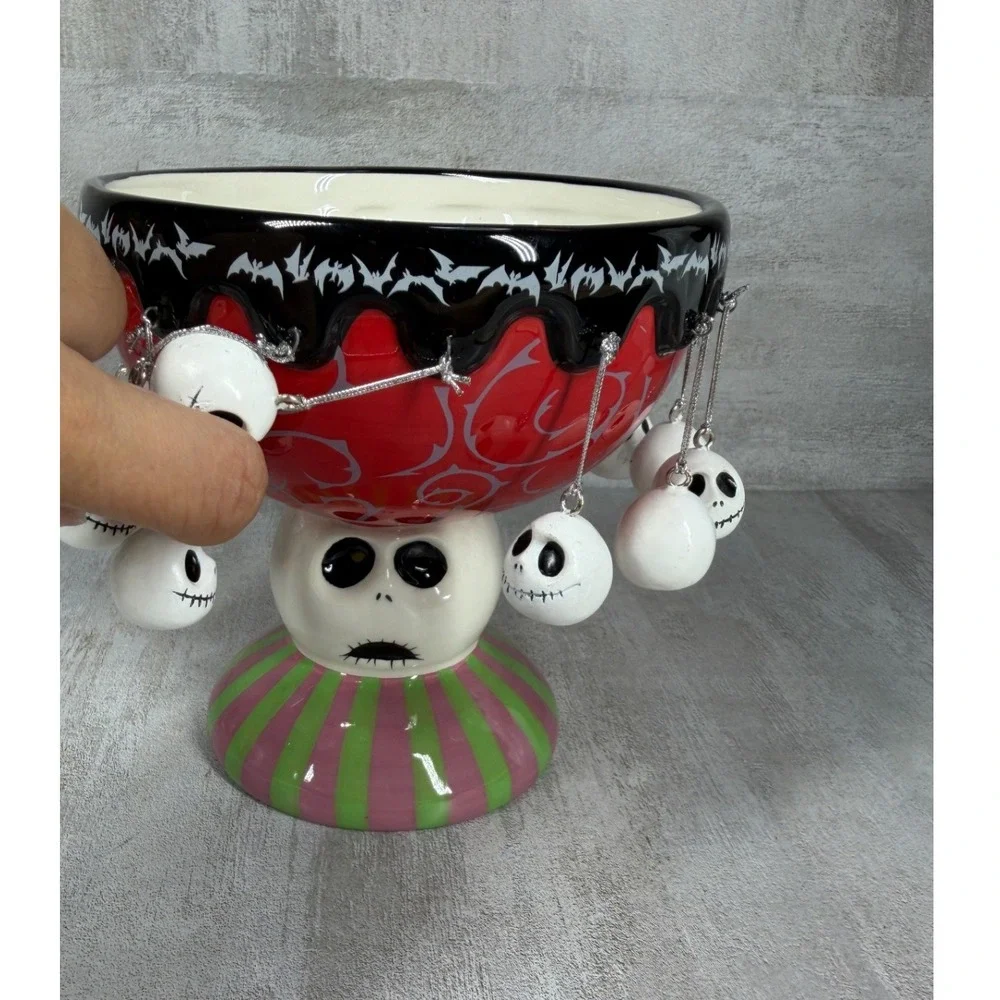 Disney Nightmare Before Christmas Jack Skellington Dangle Charm Pedestal Bowl